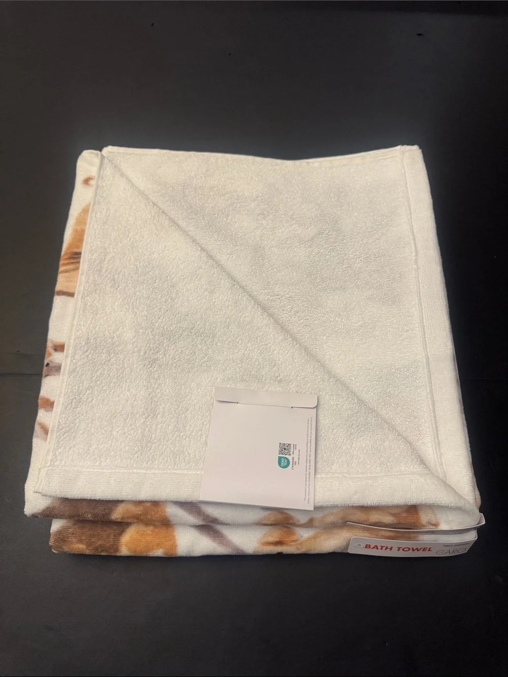 4pc CARO HOME 💯% Cotton Dog Print Pattern Bath Towel Set - Neutral/White
